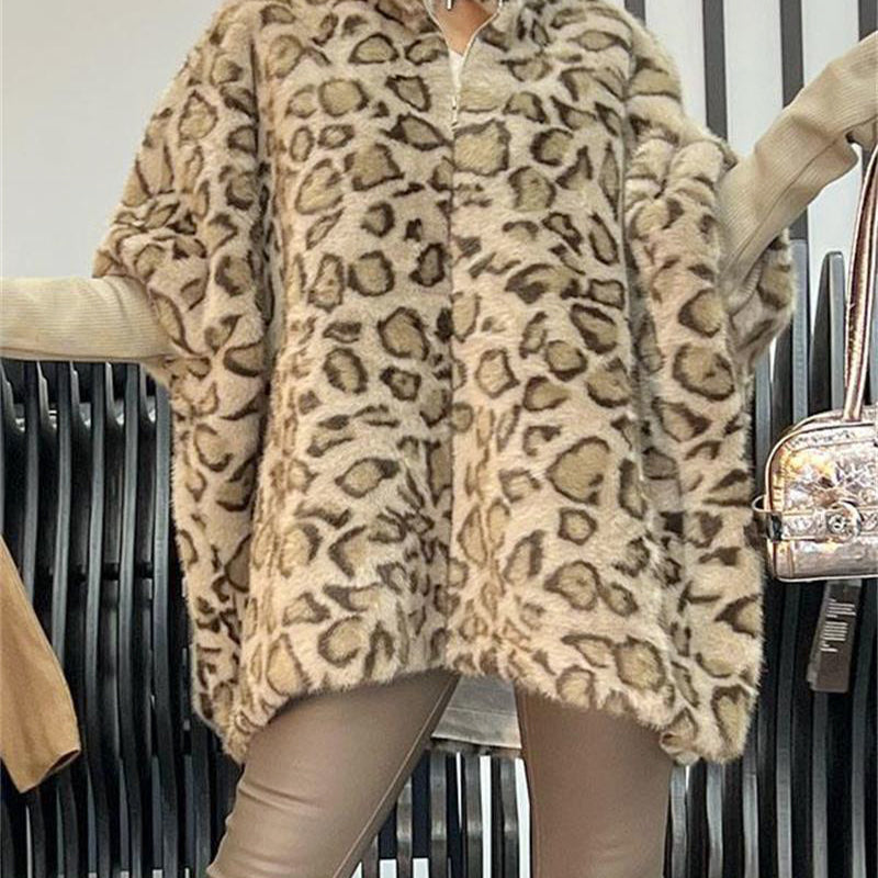 💖Chaqueta de piel sintética para mujer con estampado de leopardo