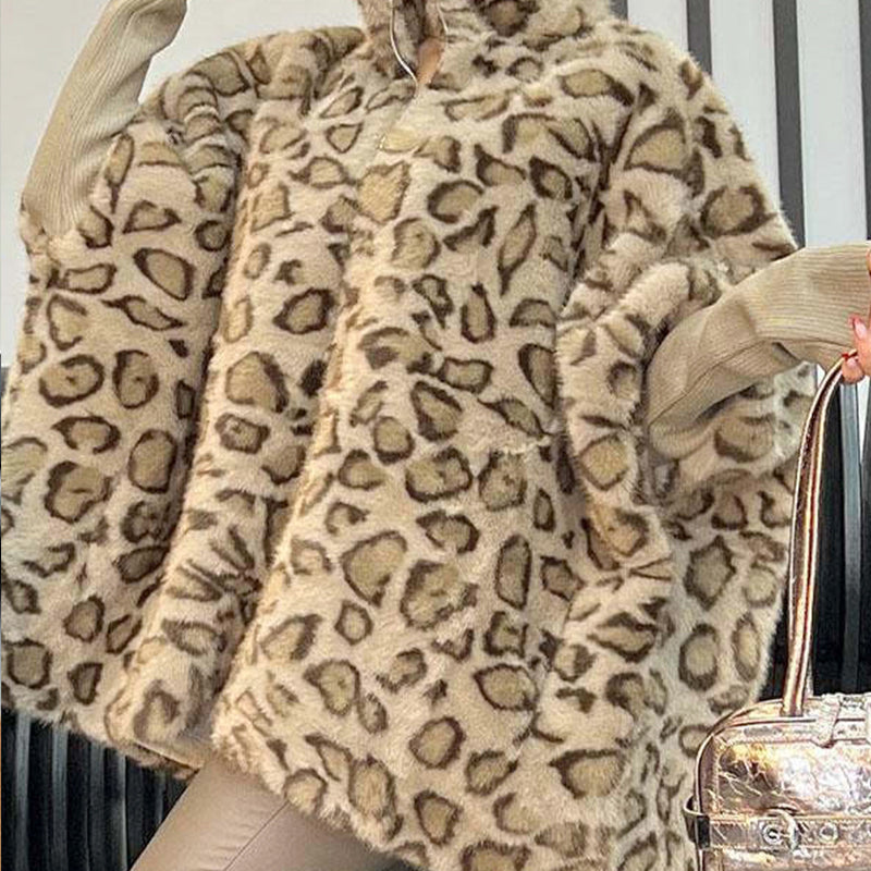 💖Chaqueta de piel sintética para mujer con estampado de leopardo