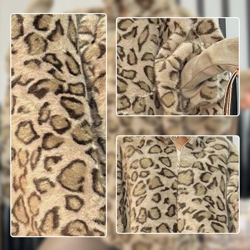 💖Chaqueta de piel sintética para mujer con estampado de leopardo