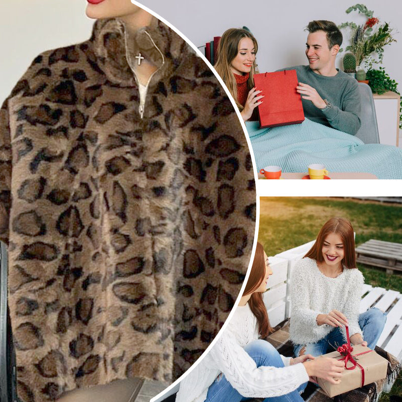 💖Chaqueta de piel sintética para mujer con estampado de leopardo
