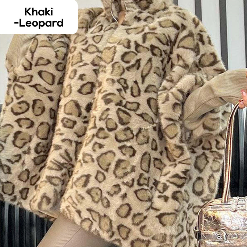 💖Chaqueta de piel sintética para mujer con estampado de leopardo