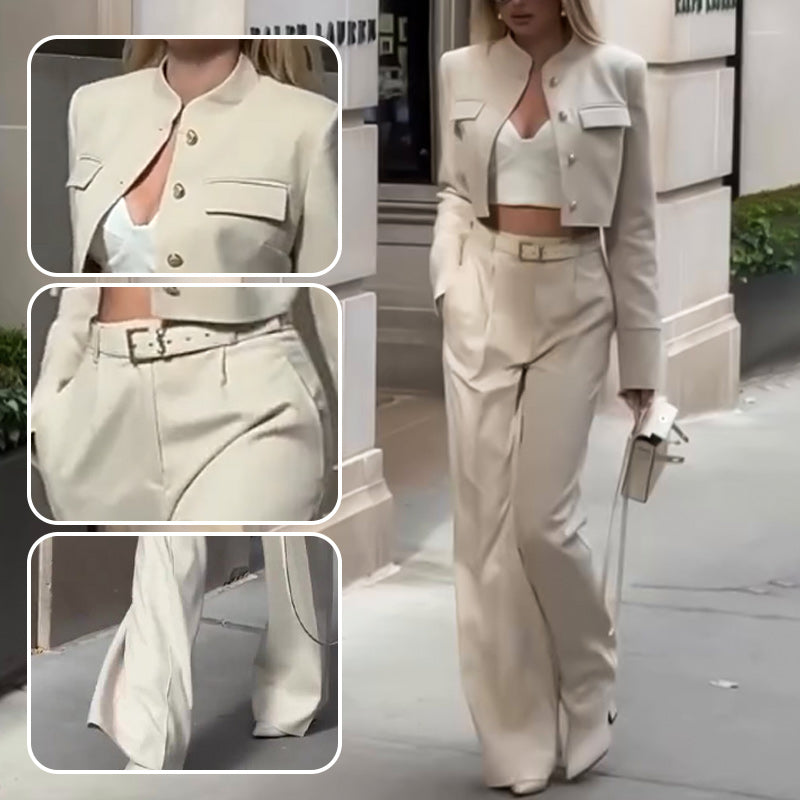 🔥Envío gratis - 🎉Elegante conjunto de dos piezas de top y pantalón para mujer.