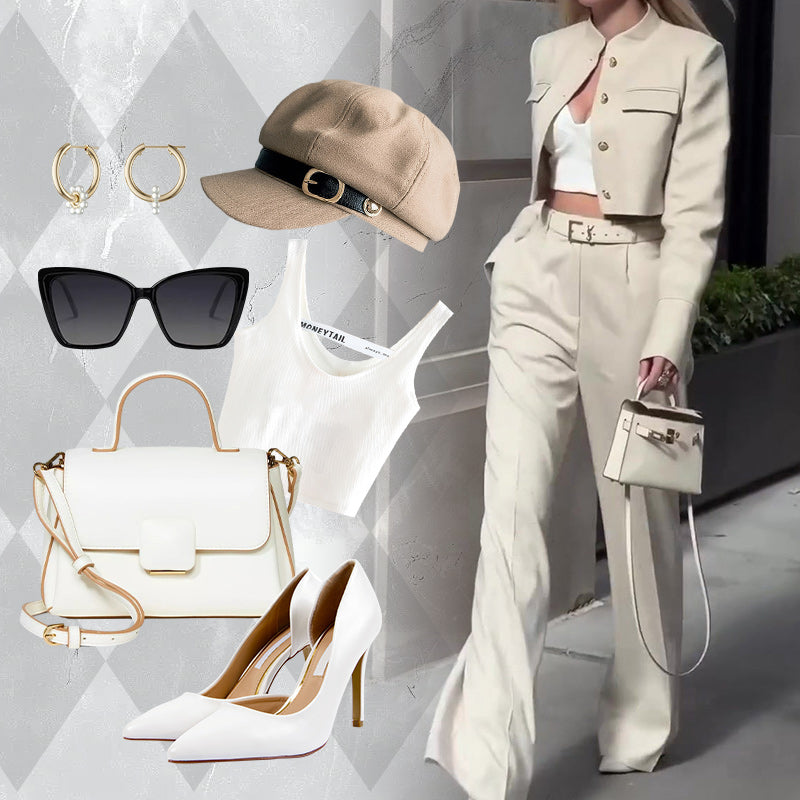 🔥Envío gratis - 🎉Elegante conjunto de dos piezas de top y pantalón para mujer.