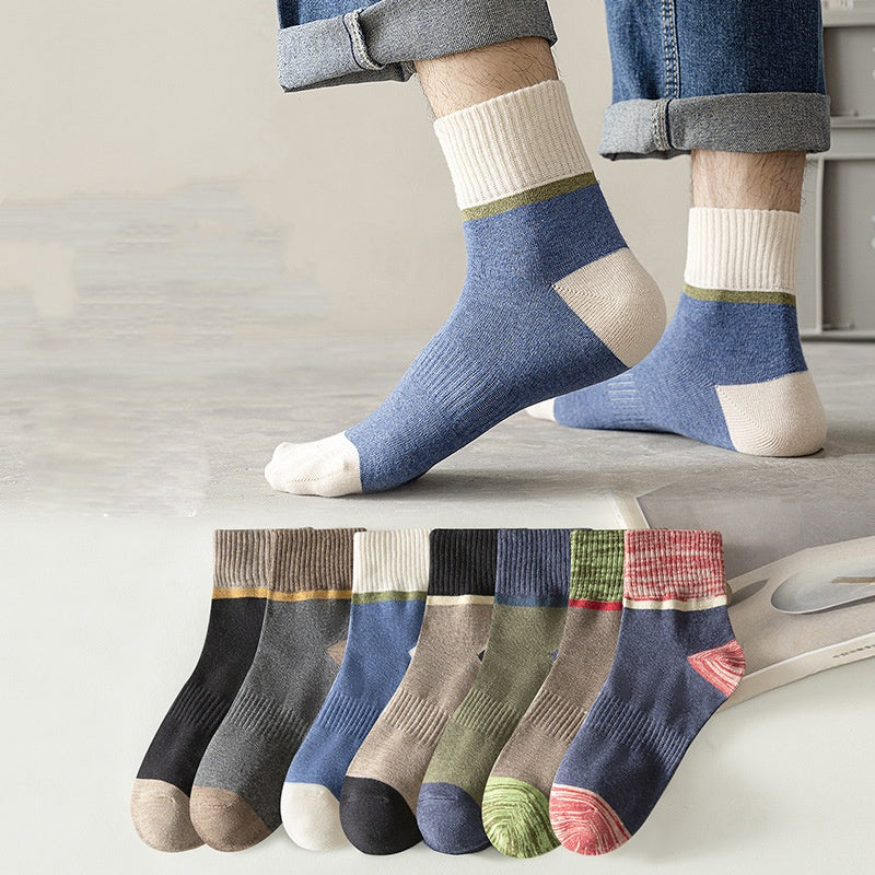 Herren Komfortable, Atmungsaktive Socken mit Farbblockdesign