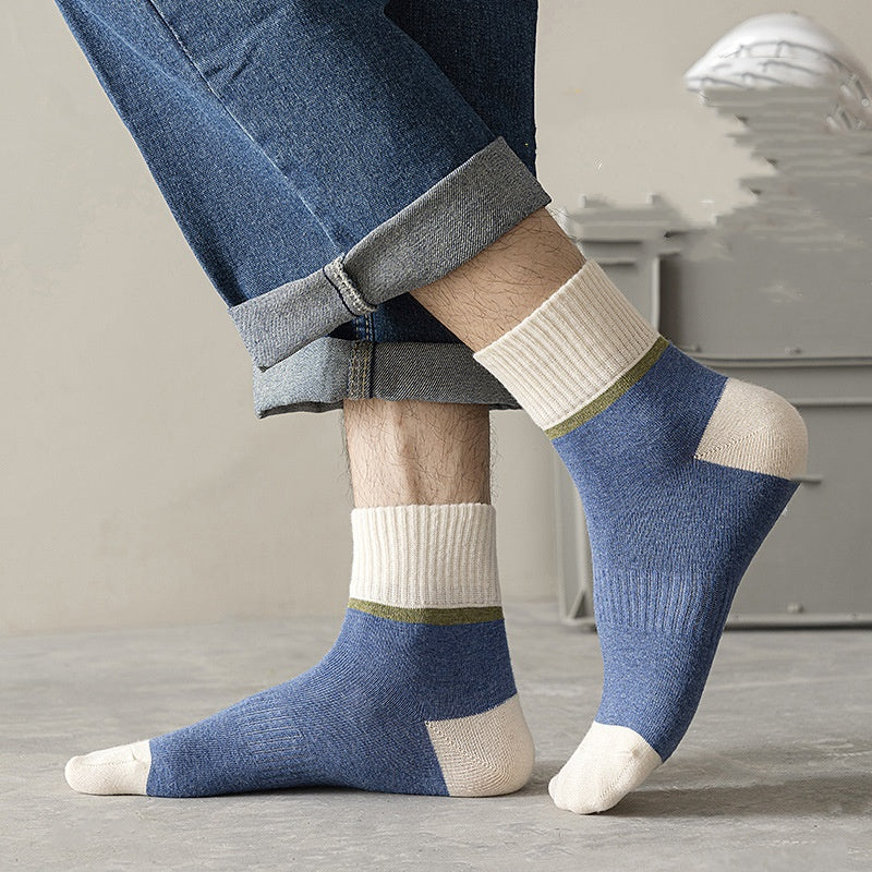 Hombres cómodos y transpirables calcetines con diseño de bloques de color