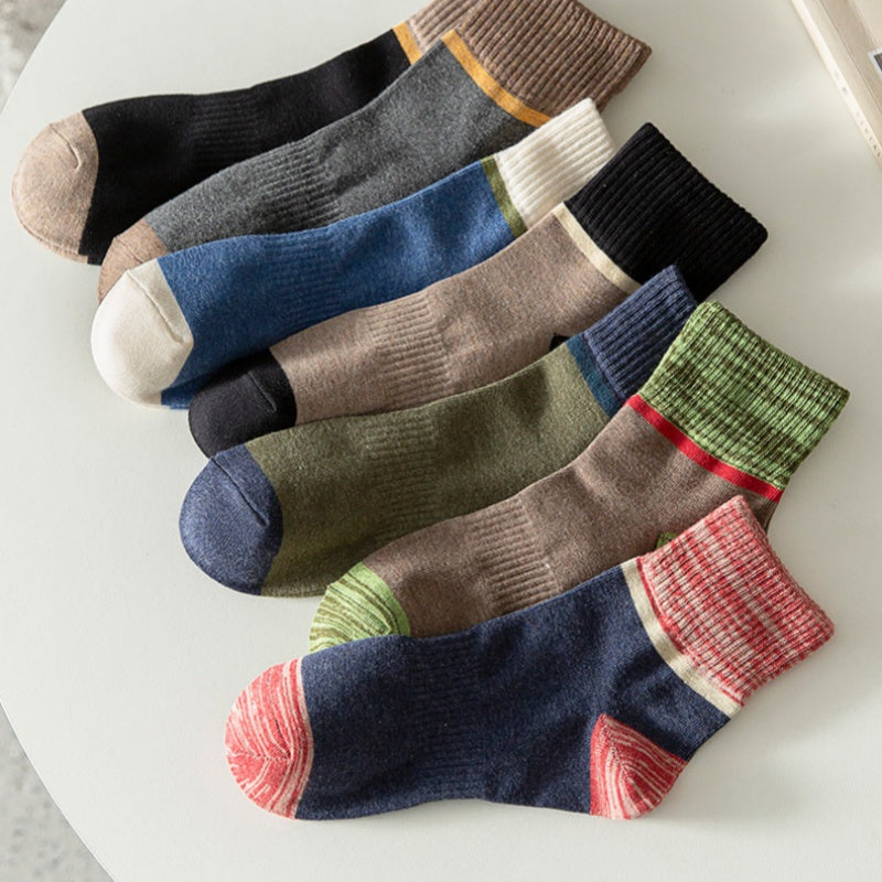 Hombres cómodos y transpirables calcetines con diseño de bloques de color