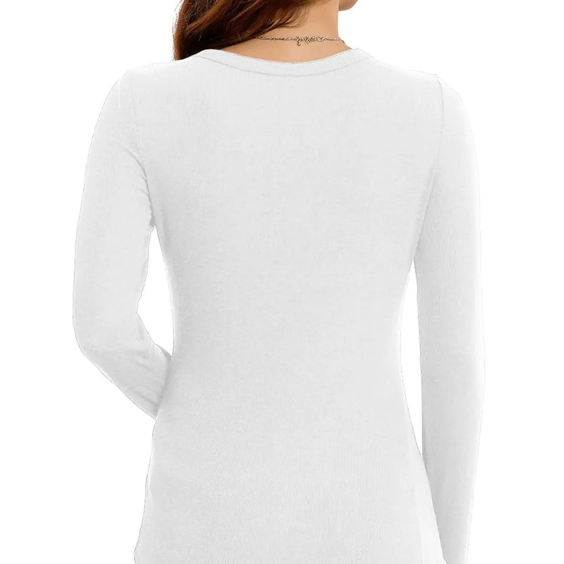 🔥Venta caliente 2025🔥 🎀Blusas ajustadas de manga larga con cuello redondo y color liso para mujer