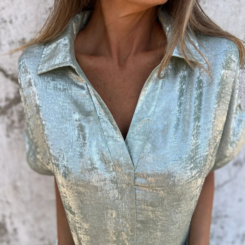 🔥VENTA CALIENTE 2025🔥 Camisas de manga larga con solapas de bronce para mujer