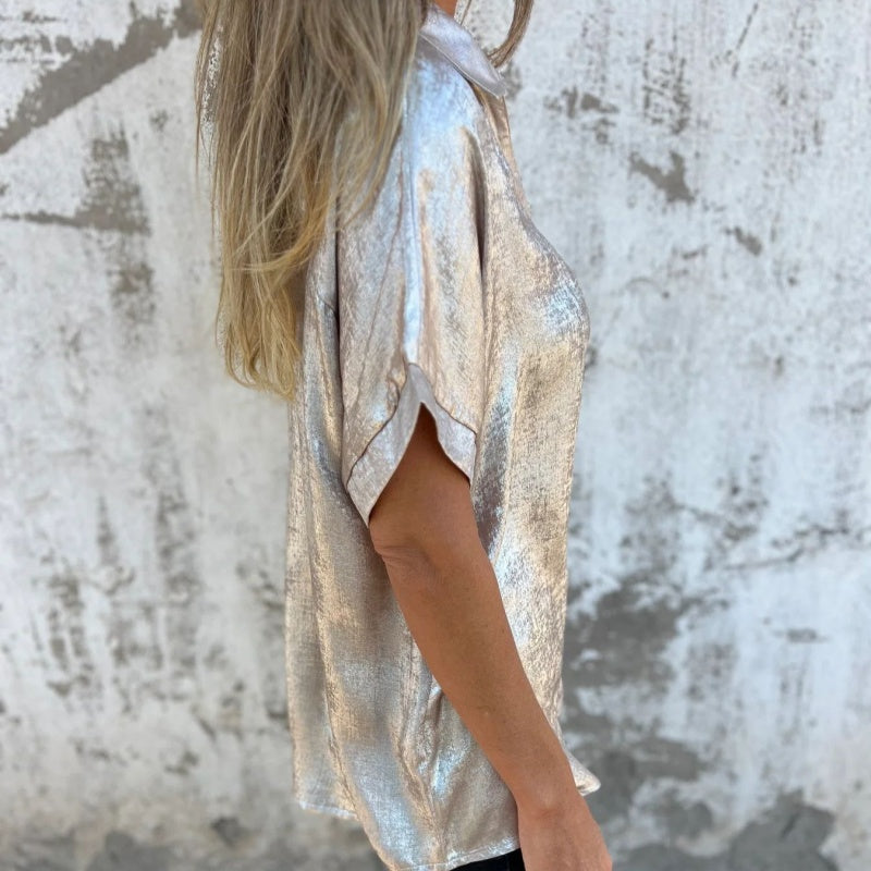 🔥VENTA CALIENTE 2025🔥 Camisas de manga larga con solapas de bronce para mujer