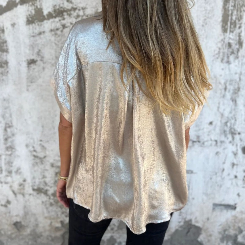 🔥VENTA CALIENTE 2025🔥 Camisas de manga larga con solapas de bronce para mujer
