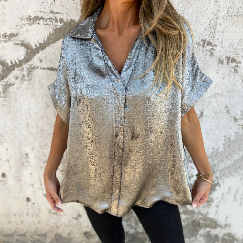 🔥VENTA CALIENTE 2025🔥 Camisas de manga larga con solapas de bronce para mujer