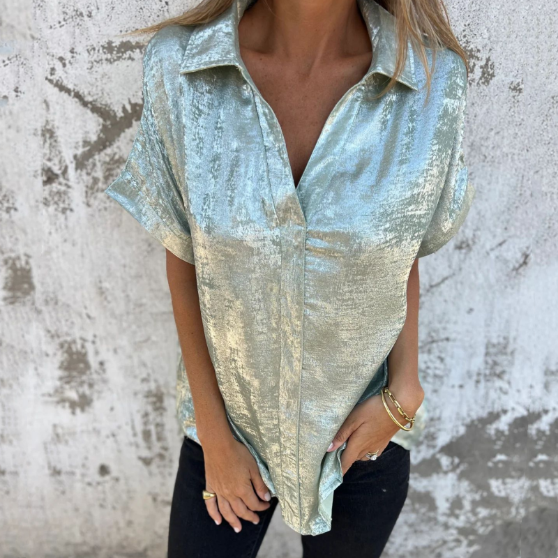 🔥VENTA CALIENTE 2025🔥 Camisas de manga larga con solapas de bronce para mujer