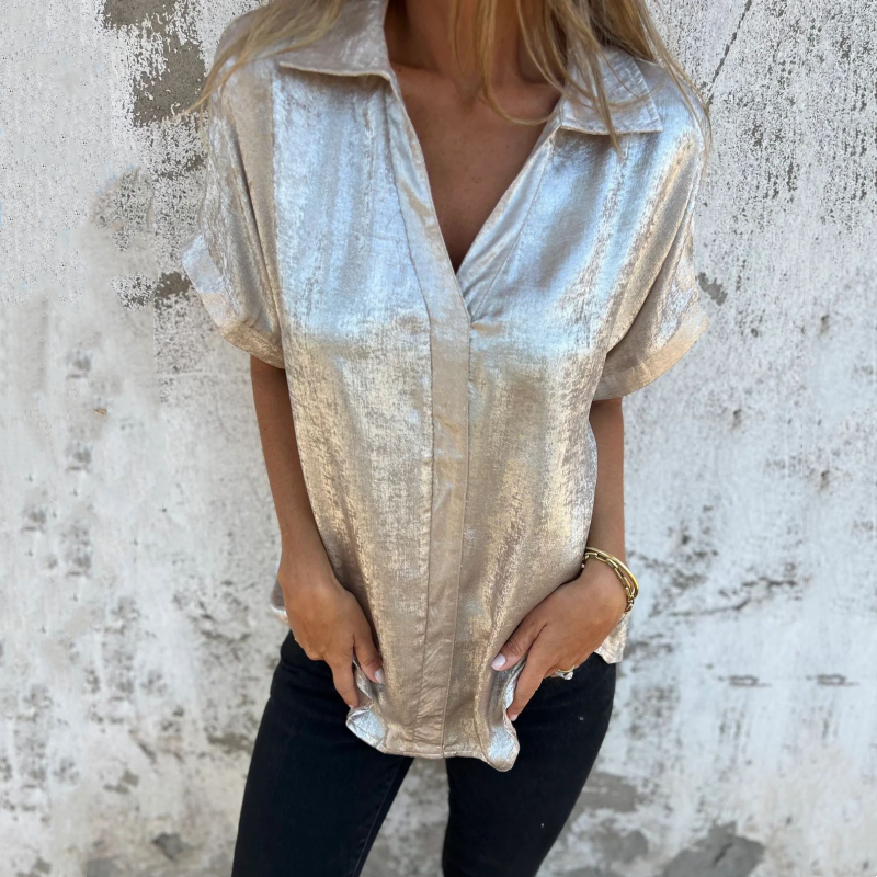 🔥VENTA CALIENTE 2025🔥 Camisas de manga larga con solapas de bronce para mujer
