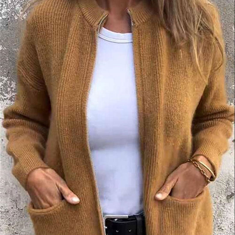 Cárdigan acogedor con cremallera para mujeres