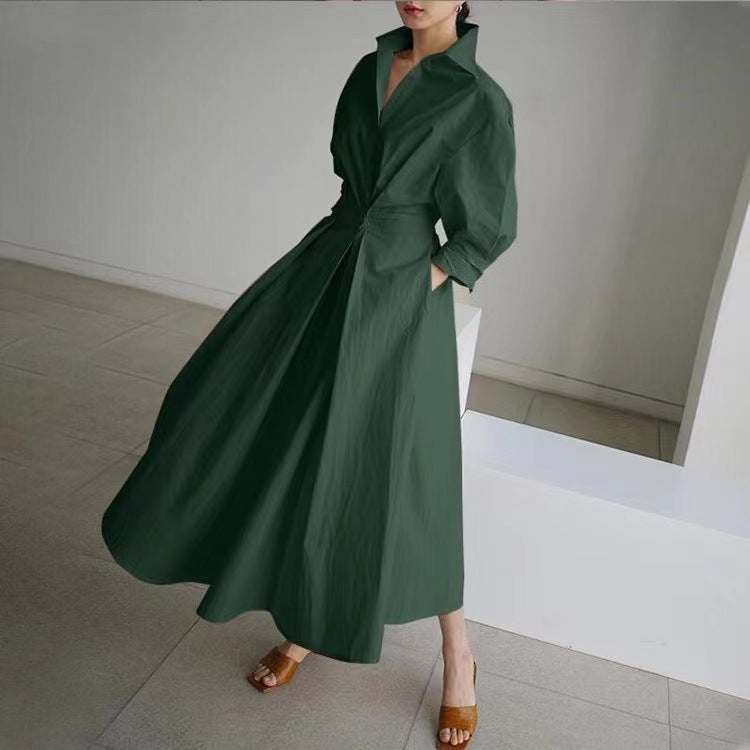 ✨【S-4XL】Falda larga de temperamento de moda de color sólido