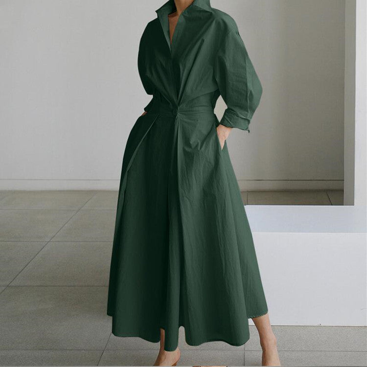 ✨【S-4XL】Falda larga de temperamento de moda de color sólido