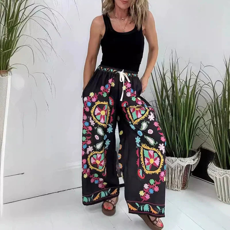 Pantalones de ocio femeninos hechos de mezclilla imitat con un tren de cordón