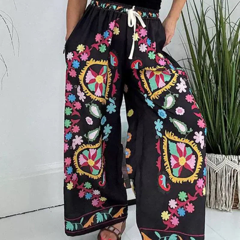 Pantalones de ocio femeninos hechos de mezclilla imitat con un tren de cordón