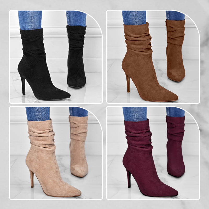 ⏰Máximo 50% de descuento🏆Botas cortas de mujer con tacón alto y punta puntiaguda