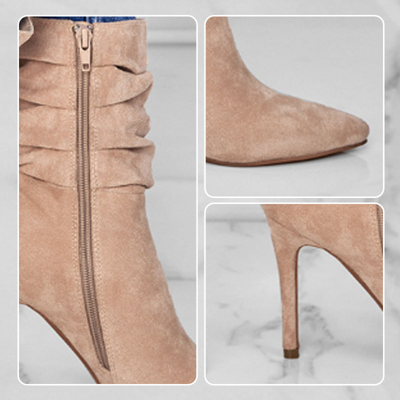 ⏰Máximo 50% de descuento🏆Botas cortas de mujer con tacón alto y punta puntiaguda