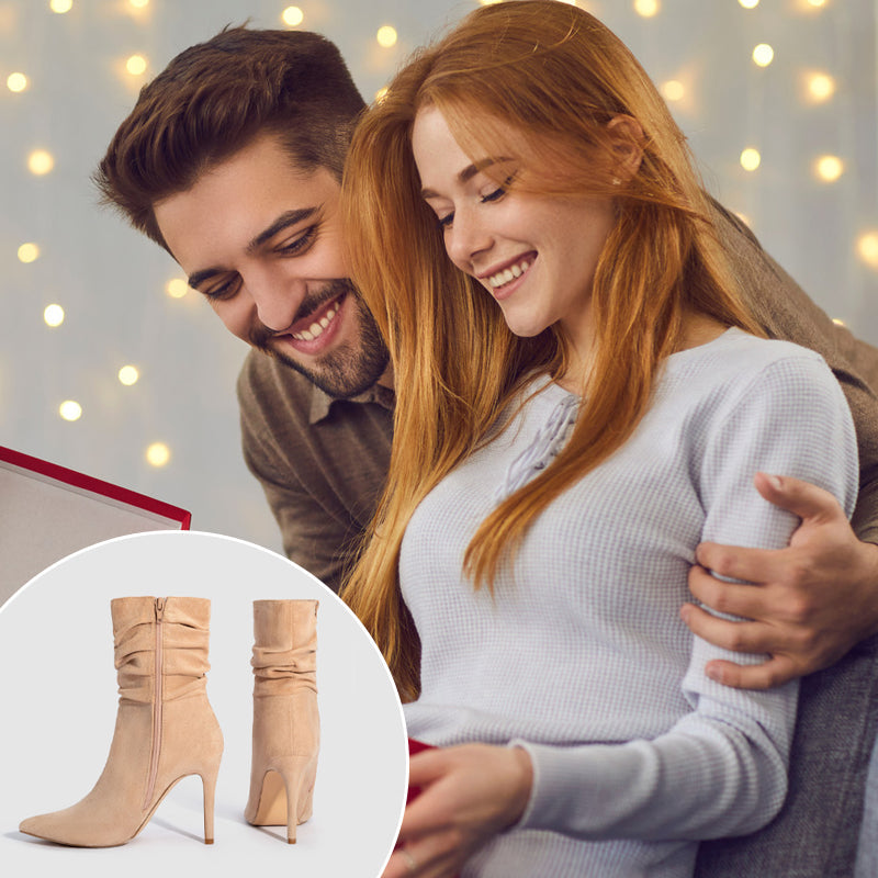 ⏰Máximo 50% de descuento🏆Botas cortas de mujer con tacón alto y punta puntiaguda
