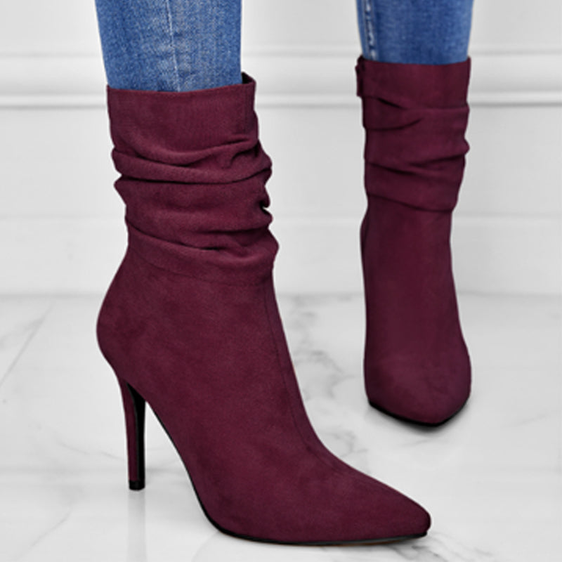 ⏰Máximo 50% de descuento🏆Botas cortas de mujer con tacón alto y punta puntiaguda