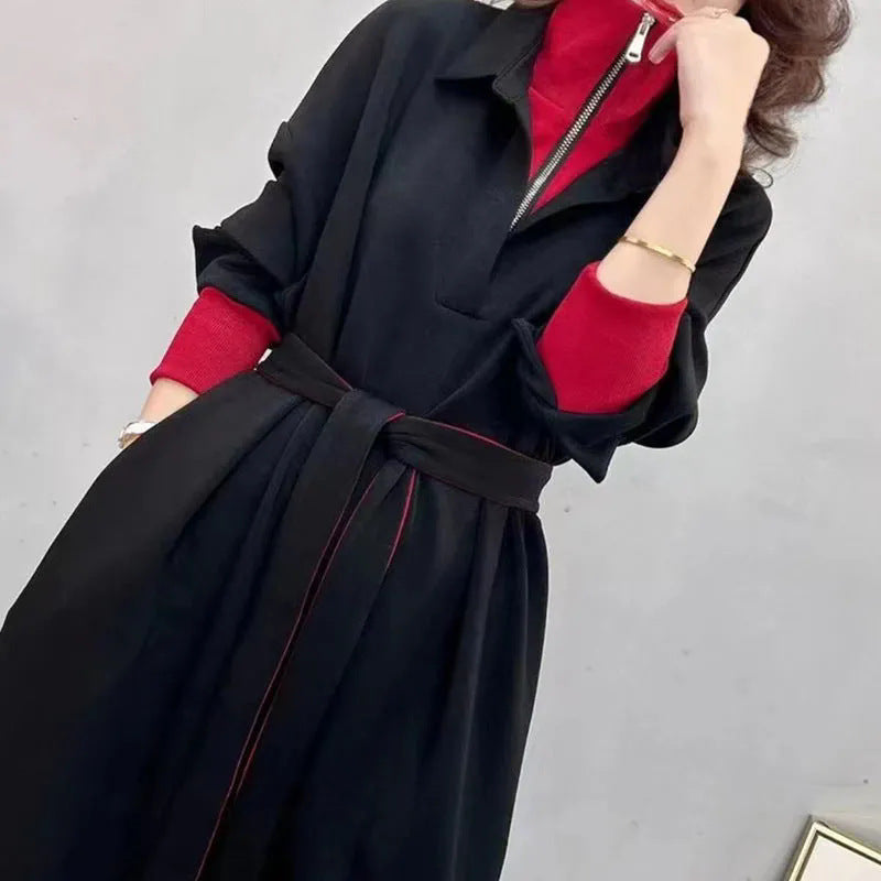 Vestido para mujeres elegante en capas con cinturón