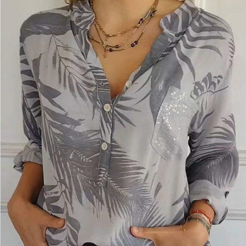 Top de mujer de moda con estampado y escote en pico.📦Dos piezas envío gratis