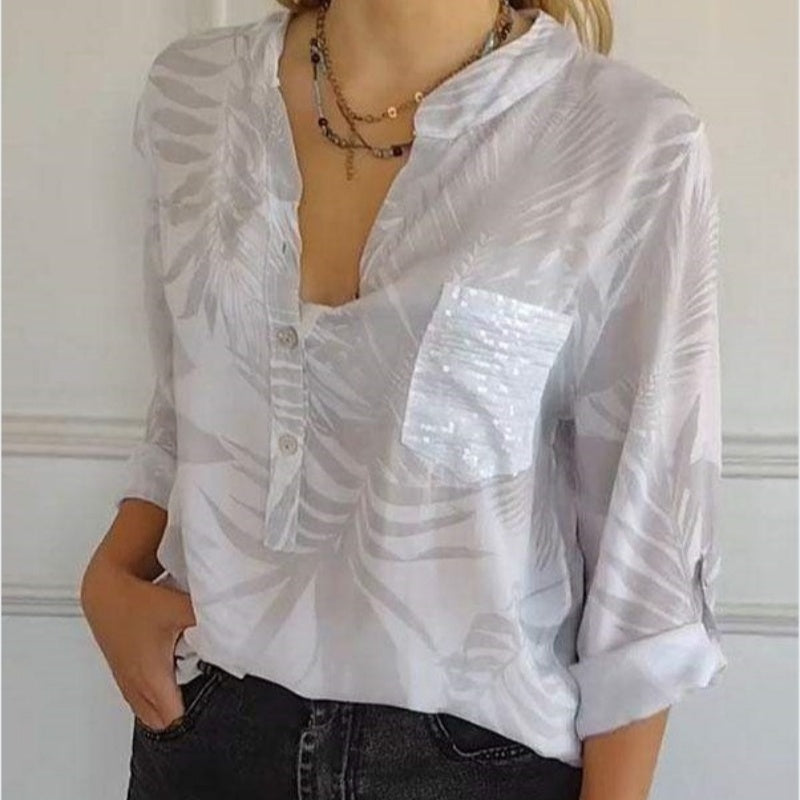 Top de mujer de moda con estampado y escote en pico.📦Dos piezas envío gratis