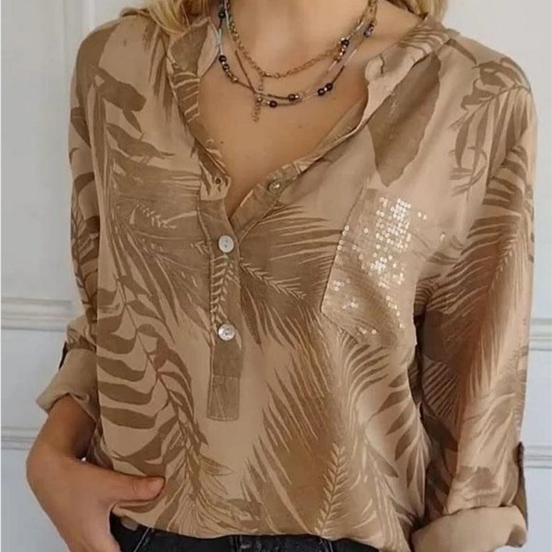 Top de mujer de moda con estampado y escote en pico.📦Dos piezas envío gratis