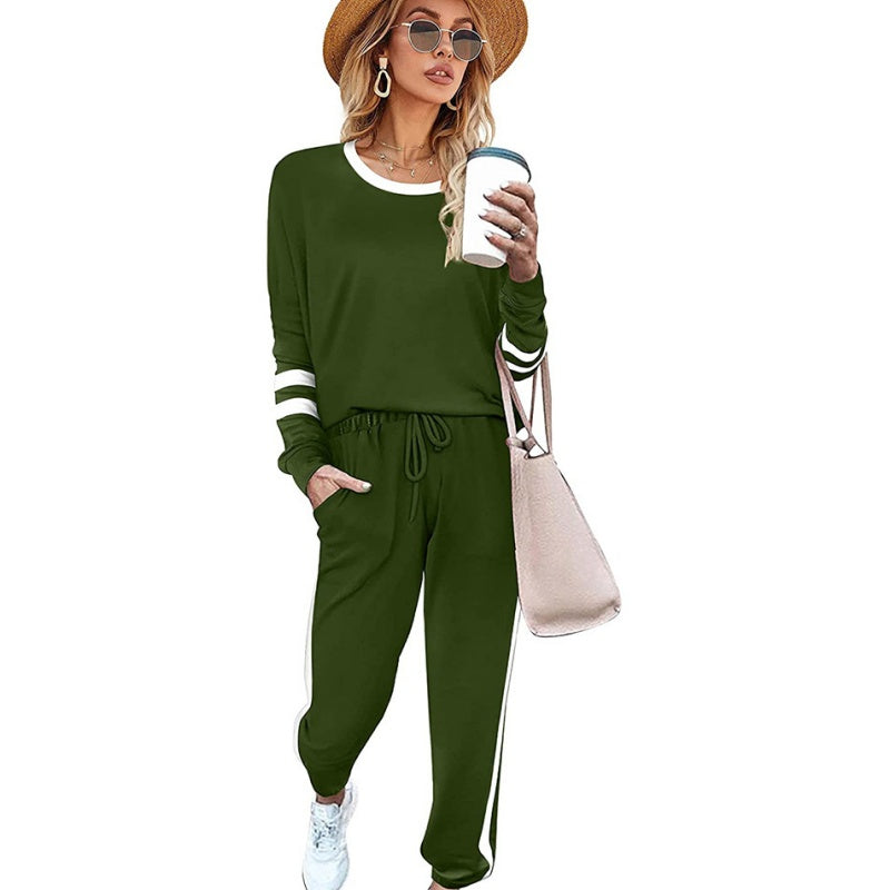🔥50% de descuento hoy 🔥 Sudadera de cuello redondo con bloques de color para mujer (2 piezas)