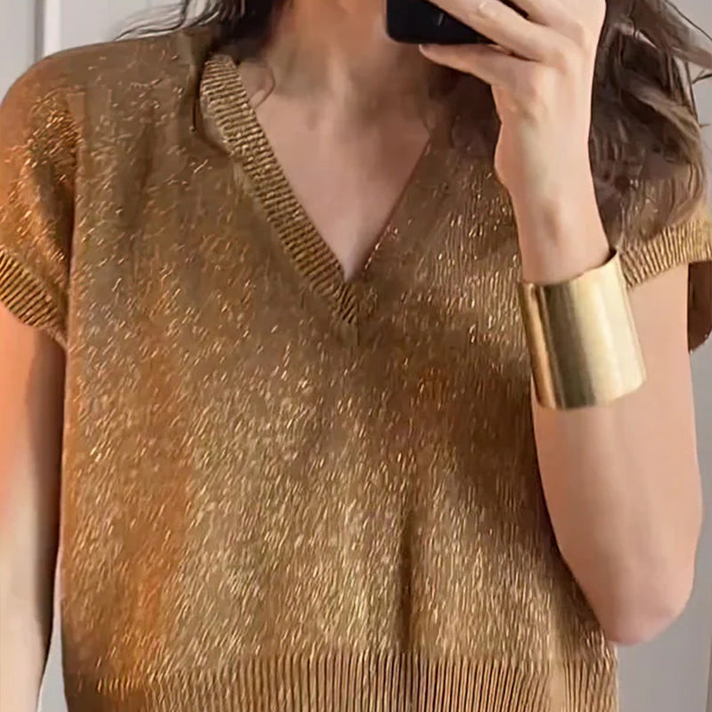 🔥Cárdigan brillante y pantalón ancho para mujer en conjunto de 2.