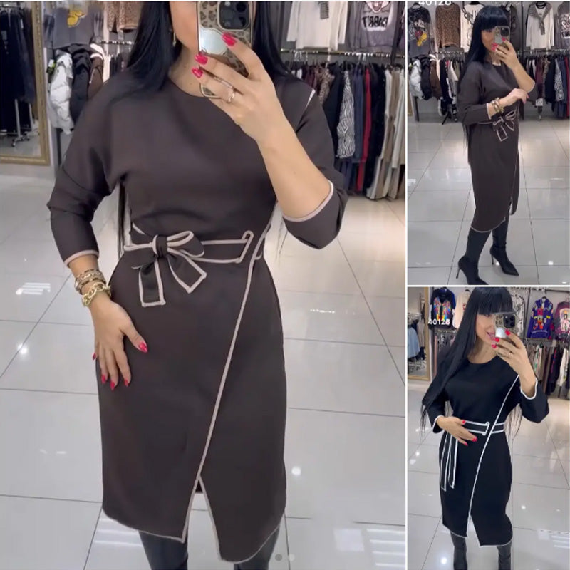 💕¿Qué me pongo mañana?💕Vestido de manga larga con cintura ajustada para mujer