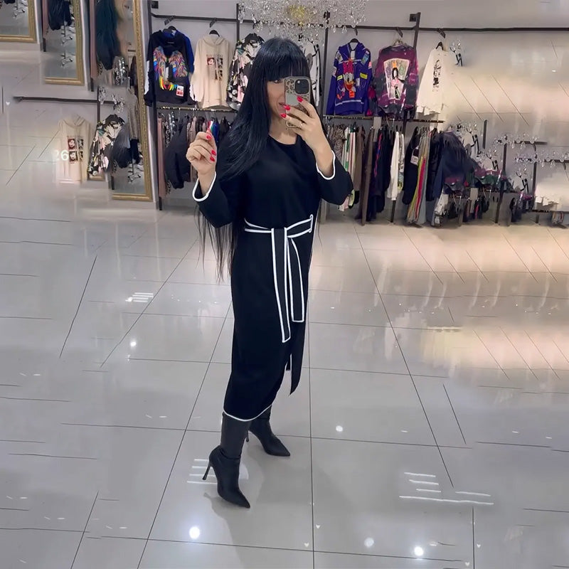 💕¿Qué me pongo mañana?💕Vestido de manga larga con cintura ajustada para mujer