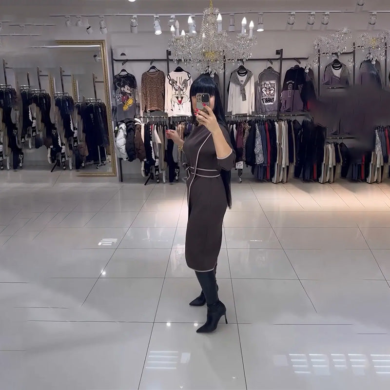 💕¿Qué me pongo mañana?💕Vestido de manga larga con cintura ajustada para mujer