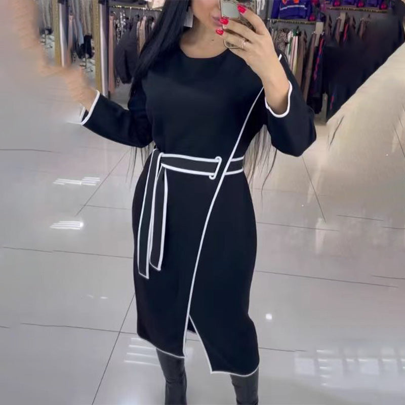 💕¿Qué me pongo mañana?💕Vestido de manga larga con cintura ajustada para mujer