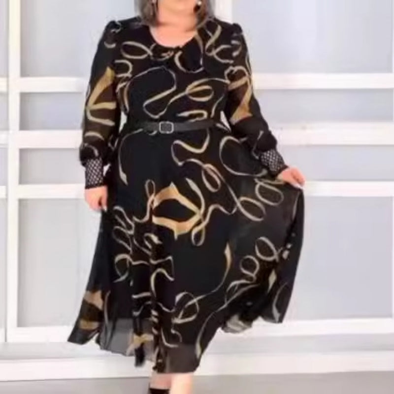 Vestido elegante impreso e informal de la altura larga