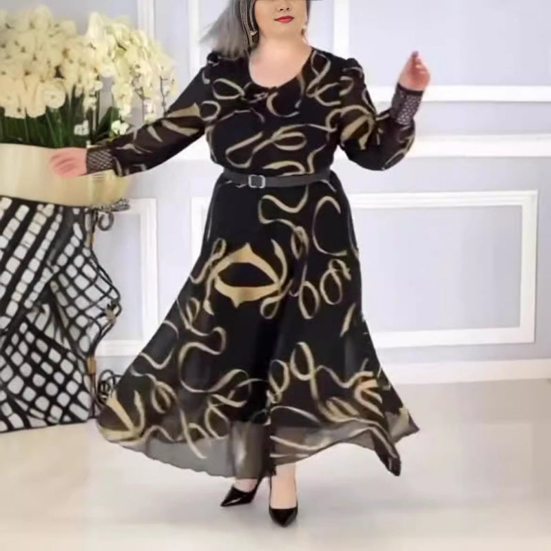 Vestido elegante impreso e informal de la altura larga