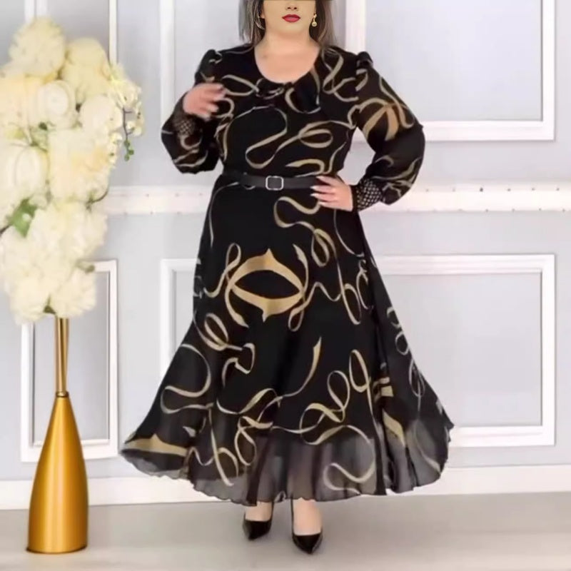 Vestido elegante impreso e informal de la altura larga