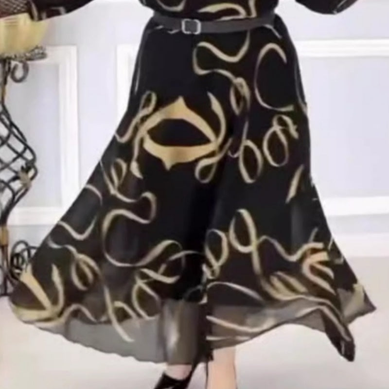 Vestido elegante impreso e informal de la altura larga