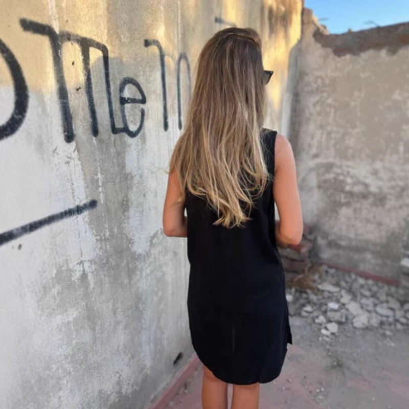 ⏳Descuento del 50% por tiempo limitado💥Vestido de mujer con escote en V, sin mangas y botones al frente