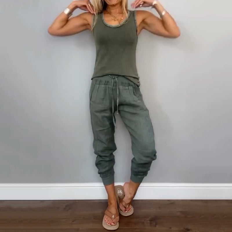 🌿Conjunto de dos piezas de color liso para mujer