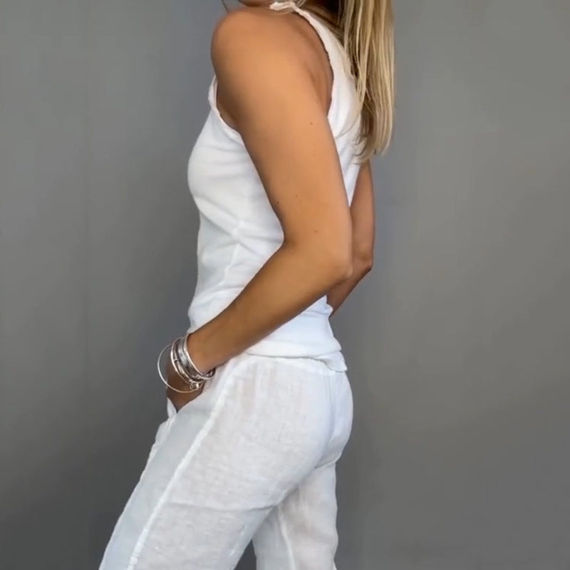 🌿Conjunto de dos piezas de color liso para mujer