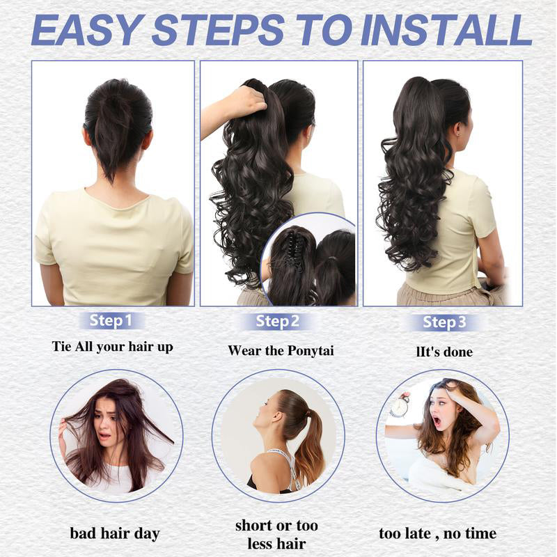 💜 LETZTER TAG DER AKTION – 50 % RABATT 💜 Clip-on-Haarverlängerung für welligen Pferdeschwanz