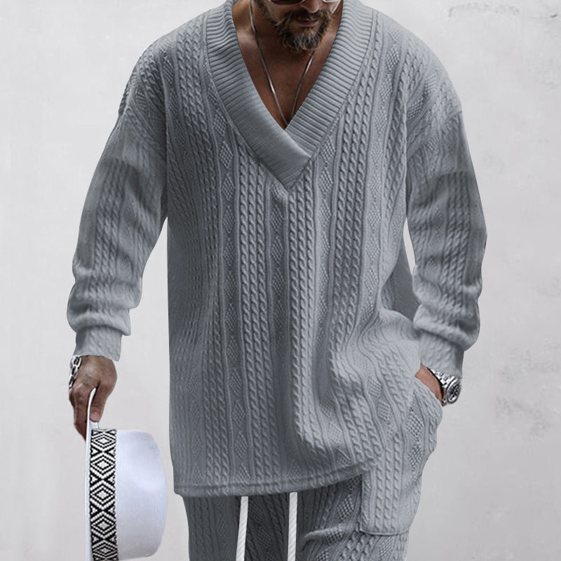 💥 Kommt heute versandkostenfrei an 💥 2-teiliges Herren-Set aus Baggy-Sweatshirt mit V-Ausschnitt und Jogginghose