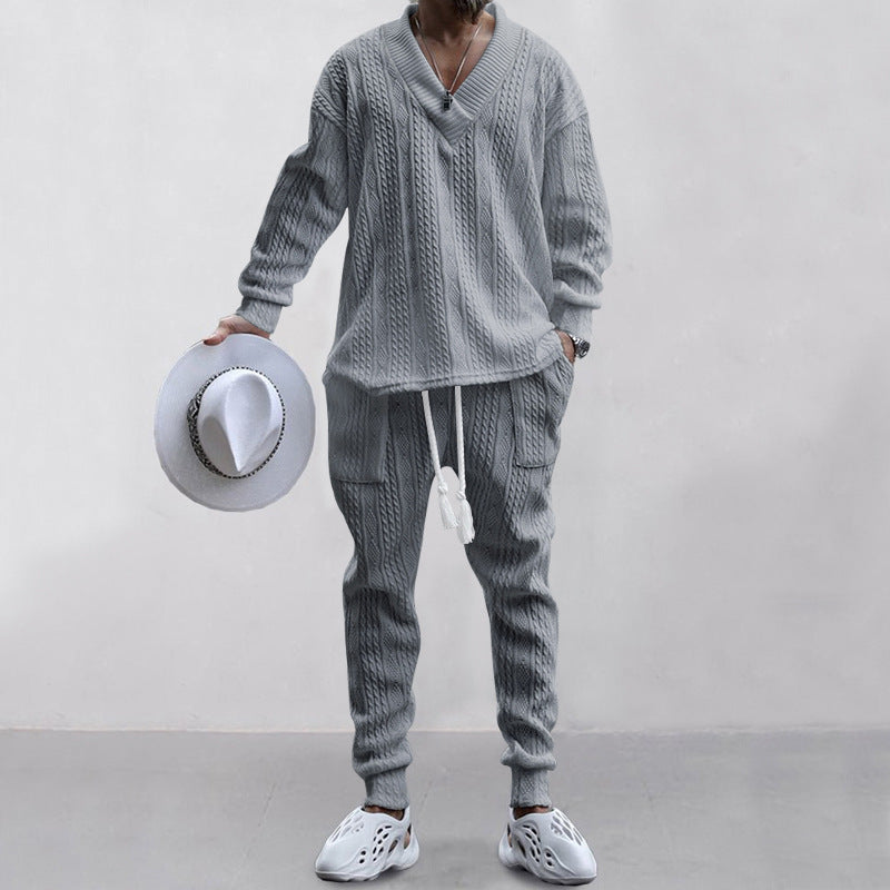 💥 Kommt heute versandkostenfrei an 💥 2-teiliges Herren-Set aus Baggy-Sweatshirt mit V-Ausschnitt und Jogginghose