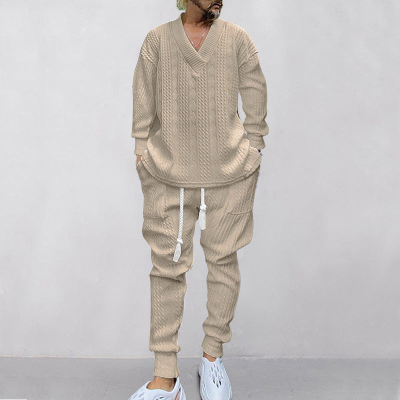 💥 Kommt heute versandkostenfrei an 💥 2-teiliges Herren-Set aus Baggy-Sweatshirt mit V-Ausschnitt und Jogginghose