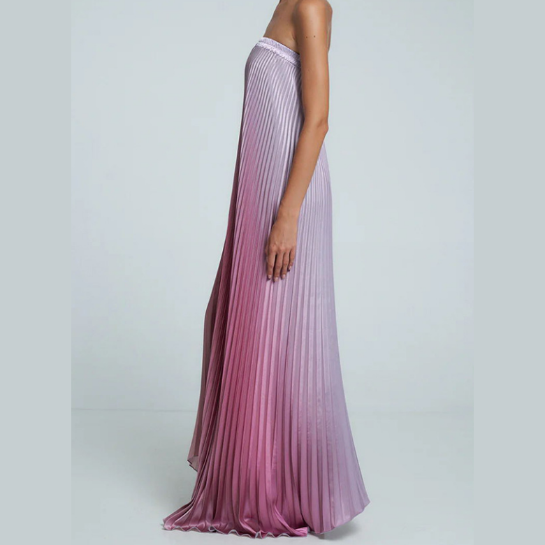 Vestido de noche plisado sin tirantes ombre