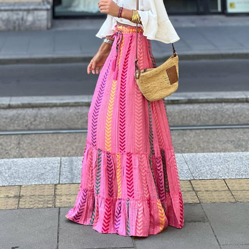 Falda de media longitud con estampado de vacaciones de verano