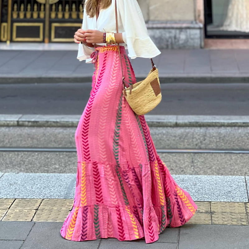 Falda de media longitud con estampado de vacaciones de verano